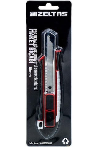 İzeltaş Pro Metal Gövde Emniyetli Oto.kilitli Maket Bıçağı 18 Mm