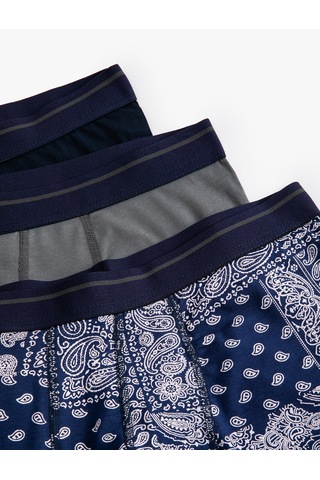Koton 3'lü Boxer Seti Baskılı Çok Renkli Pamuklu Lacivert 5wlm90015mk Lacivert
