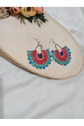 El İşi Örgü Küpe Çok Renkli