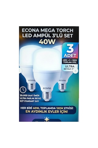 40w Torch Led Ampul E27 Duy Beyaz Işık Yüksek Lümen Enerji Tasarruflu Güçlü Aydınlatma