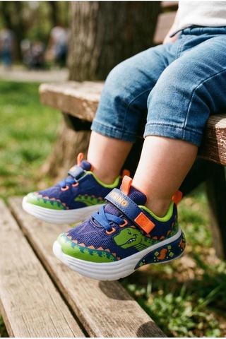 Pepino 2254 Ortopedik Erkek Bebek Saks Mavi Işıklı Rahat Sneaker