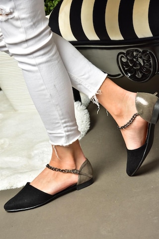 Fox Shoes Siyah/platin Kadın Babet B726024402 Siyah - Platin