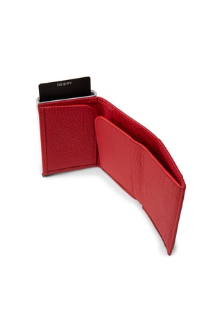 Deery Hakiki Deri Kırmızı Mekanizmalı Dikey Erkek Cüzdanı - 00632mkrmz01 Kırmızı