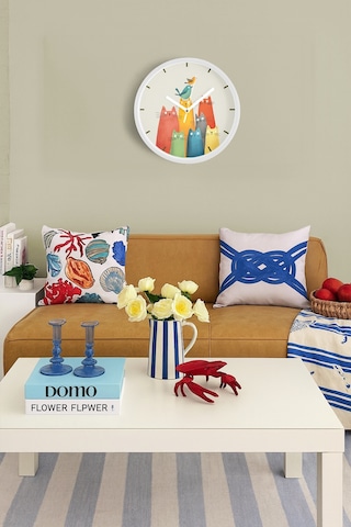 Sevimli Kediler Modern Duvar Saati - Çocuk Odası Duvar Saati - 35cm - Önü Camlı Beyaz Kasa-jh1110 Beyaz