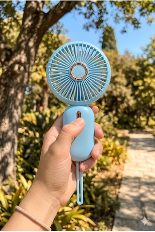 Mini Taşınabilir Fan Type-c Şarjlı El Vantilatörü Mavi Fn-65