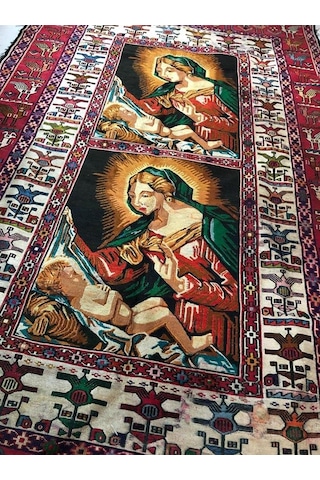 Meryem Ana - İsa Desenli El Dokuma Kilim Halı 114x187 cm
