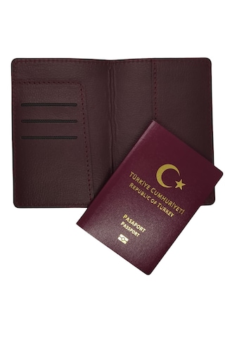Deri Pasaportluk Kredi Kartlıklı Para Bölmeli Pasaport Kılıfı Bordo