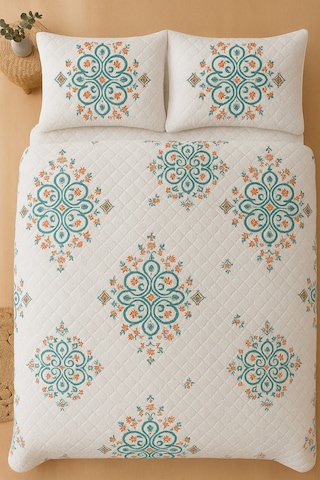 Canary Çift Kişilik Kapitone Dolgulu Pike 4 Mevsim Baklava Dsn Yastık Kılıfı Dahil 200x230cm Çok Renkli