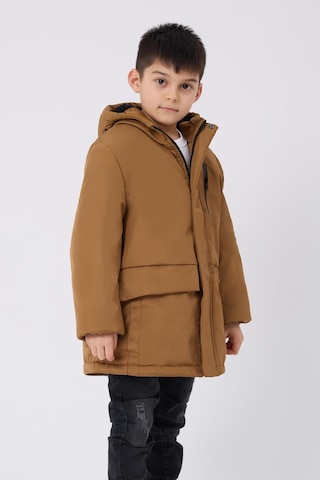 Spor Erkek Çocuk Kürklü Su Ve Rüzgar Geçirmez Kapüşonlu 3 Cep Kışlık Mont & Kaban & Parka-204 Taba
