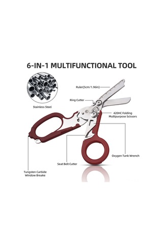 Yaozixa Kırmızı Çok Fonksiyonlu Çakı Pense - Dış Mekan Kamp İçin Katlanabilir Gergi, Cam Kırıcı, Açıcı Ve Ölçü Aleti