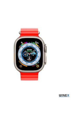 Winex 42-49mm Yeni Nesil Apple Uyumlu Watch Akıllısaat Kordonu Silikon Kırmızı