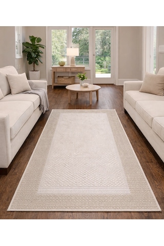 Mess Modern Dekoratif Yumuşak Dokulu Sisal Halı 3945 Krem Vizon Çok Renkli