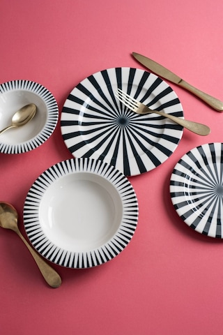 Tabak Evi Porselen Nera Yemek Takımı 6 Kişilik 24 Parça Bns24ykprs1107 Siyah - Beyaz