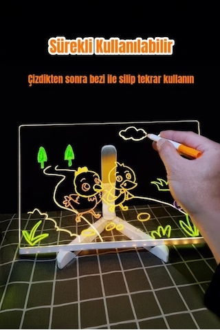 12 Inc Led Işıklı Çizim Tahtası Ayarlanabilir Stant Ve Kalemleri Çizim Tahtası 30x20 5131 4160980