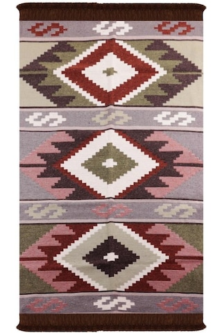 Bigghome Çift Taraflı Kilim, Makinede Yıkanabilir, Modern Desenli, 80 150 Cm, Sa1583b Desenli