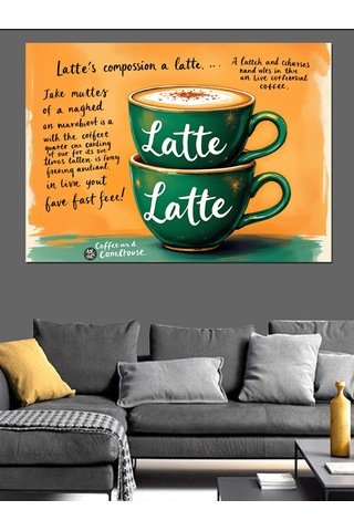 Latte Ve Şiir Dekoratif Kanvas - Mdf Ahşap Tablo