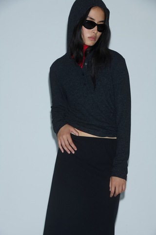 Suud Collection Siyah Midi Gabardin Etek