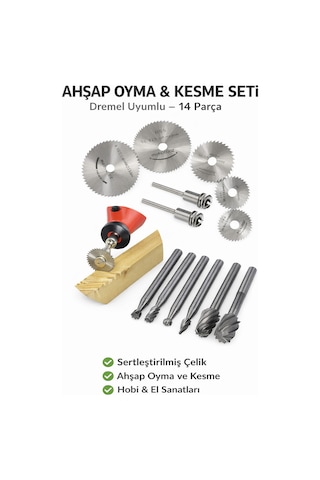 Senbang Dremel Uyumlu Ahşap Oyma Ve Kesme Seti 14 Parça Döner Testere Diski Ve Oyma Uçları