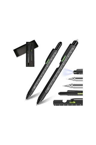 Fortunelane 9-in-1 Çok Fonksiyonlu Araç Kalemi Seti: Led Işık, Şarj Açıcı, Piliç Kesici Ve Daha Fazlası - 2 Adet Kutulu Siyah Siyah