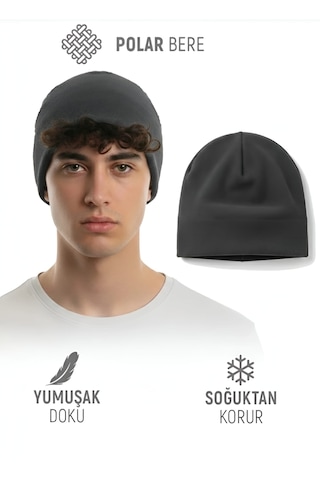 Qulothes Qu-tex Extra Kalın Termal Polar Soğuk Geçirmez Bere Unisex Pamuklu Kışlık Şapkaa Gri