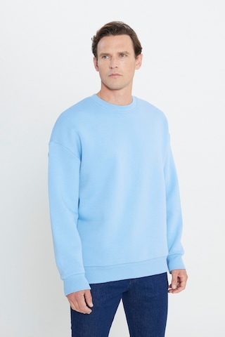 AC&Co / Altınyıldız Classics Erkek Acık Mavı Oversize Fit Bol Kesim Pamuklu İçi Polarlı Bisiklet Yaka Sweatshirt Açık Mavi