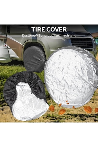 Besthome1 Karavan Ve Kamp Aracı Lastik Kılıfı Uv Koruma, Toz Geçirmez, 4 Lü Set, 73cm Çap 27-29 İnç