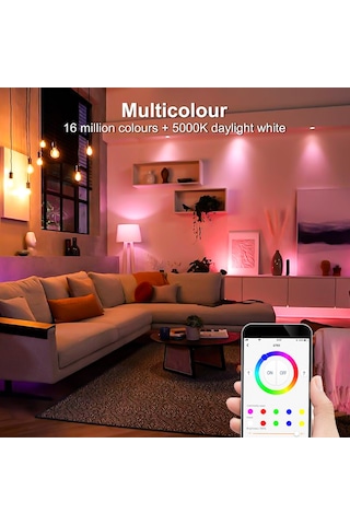 Akıllı Smart Spot Led Lamba, Beyaz-Gün ışığı ve Çok renkli. (95-110) sm