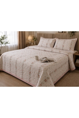 Kapreo Home Flower Collection Çift Kişilik Pamuk Pike Seti Krem 200x230 Çok Renkli