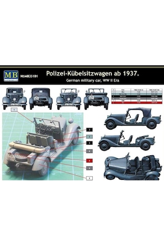Masterbox 35101 1/35 Ölçek, Polizei-kuebelsitzwagen Ab 1937, German-48926