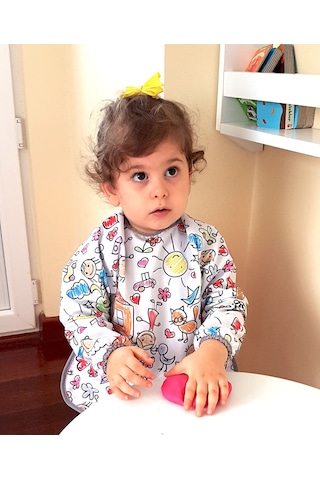 Yorni 2-5yaş, Family, Sıvı Geçirmez, Cepli,uzun Kollu,bebek Mama Önlüğü Çok Renkli