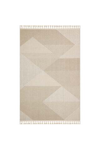 Loft Lf08 Geometrik Desenli Bej Modern Salon Halısı Hav Toz Vermez