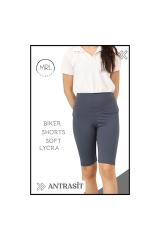 Antrasit Biker Şort Yüksek Bel İç Göstermez Esnek Yumuşak Likralı Soft Tbiker Basics Antrasit