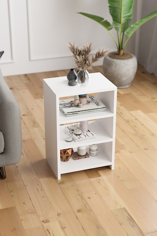 4 Raflı Komodin Yatak Odası Yanı Komodin Bölmeli Komodin Beyaz