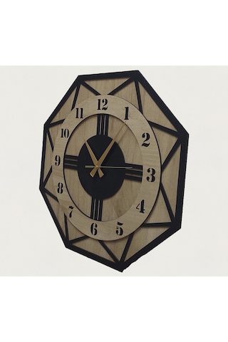 Aswood Modern Dekoratif Büyük Boy Vıp Ev Ofis 50 Cm Duvar Saat Ahşap - Siyah