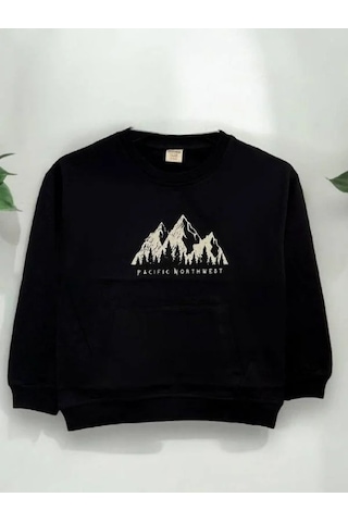 Zekids Erkek Çocuk Northwest Baskılı İnce Sweat-14236 Siyah