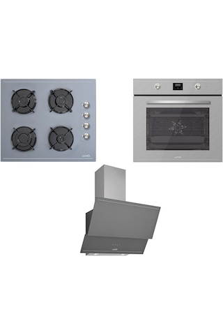 Luno Trio F6502S01 -  L335S01 -  L D34 S03620 Gri Ankastre Set