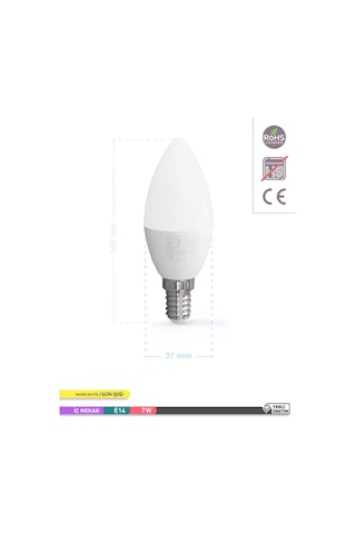 ACK LED Mum Ampul 3000K Gün Işığı 220V 7W E14