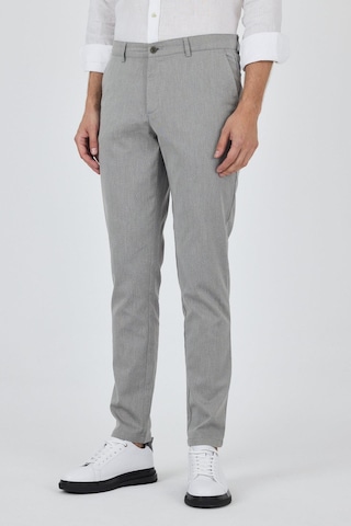 İmza Gri Desenli Armürlü Yan Cep Düz Paça Comfort Fit Pamuklu Casual Chino Pantolon 1003250122 Gri