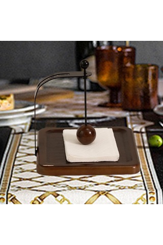 Homyl Peçete Tutucu Raf Masa Standı Yemek Masası Tezgahı Mutfak Kahverengi