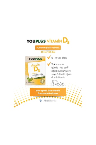 Youplus Vitamin D3 400ıu Oral Sprey 20 Ml 2 Adet