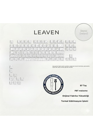 Mekanik Klavye Tuş Takımı-pbt Çift Baskı Keycap Seti- Çizgi Desenli 97 Tuşlu -beyaz Tuş Takımı