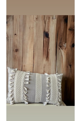Dnc Home Tekstil Ndchome Özel Tasarım Tekli Bej Kırlent Kılıfı 35x55