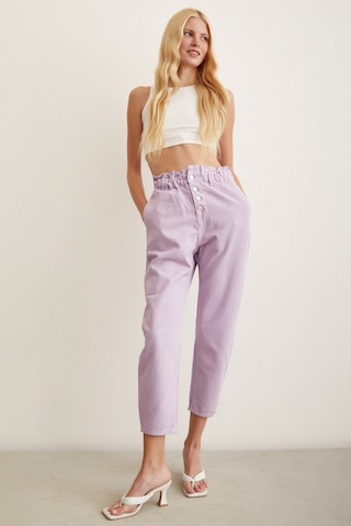 Never More Beli Lastikli Düğme Kapalı Boyfriend Jean Mor