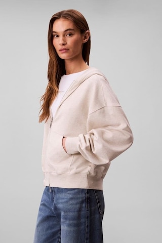 Kadın Regular Fit Fermuarlı Kapüşonlu Sweatshirt - Bej Vanilla Heather