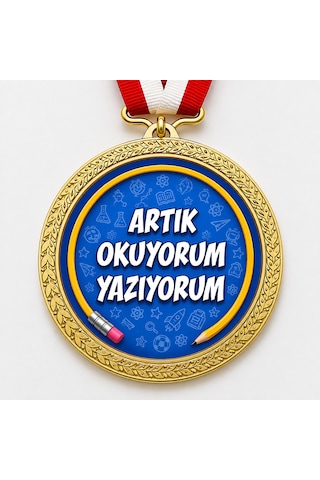 Artık Okuyorum Yazıyorum Madalyası - Dijital Baskılı 1. Kalite Madalya Altın Artık Okuyorum Yazıyorum Madalyası - Dijital Baskılı 1. Kalite Madalya Altın