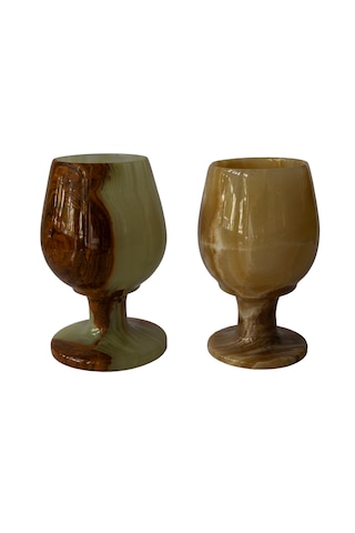 Oniks Doğal Taş 2 Li Kadeh Takımı - Şarap Kadehi