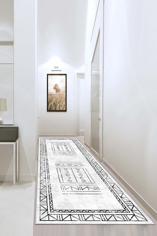 West Home Makinede Yıkanabilir Kaymaz Taban Leke Tutmaz Modern Kesme Yolluk Mutfak Yolluk Halı Yolluk Wh 435 White Yolluk