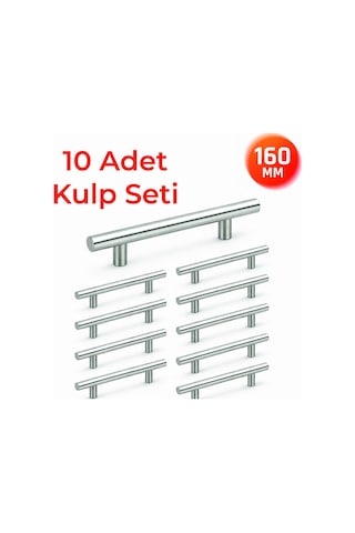 160 Mm Metal Mobilya Kulpu Mutfak Dolap Çekmece Kulpu, Modern Dekoratif Kulp Seti 10 Adet Inox