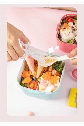 Jian Fan Çift Katmanlımikrodalga Fırnıstma Bento Kutusu Mavi Blue