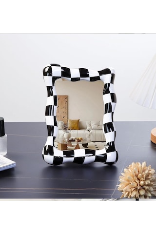 Caş Dekorasyon Siyah Ve Beyaz Renk Masa Aynası Siyah